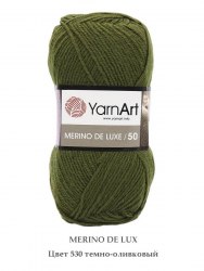 Yarn Art Merino De Luxe цвет 530 темно оливковый Yarn Art 50% шерсть мериноса, 50% акрил, длина в мотке 280 м.