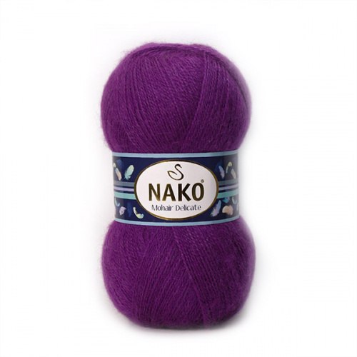 Nako Mohair Delicate цвет 1048 фиолетовый Nako 5% мохер, 10% шерсть, 85% акрил. Моток 100 гр. 500 м.