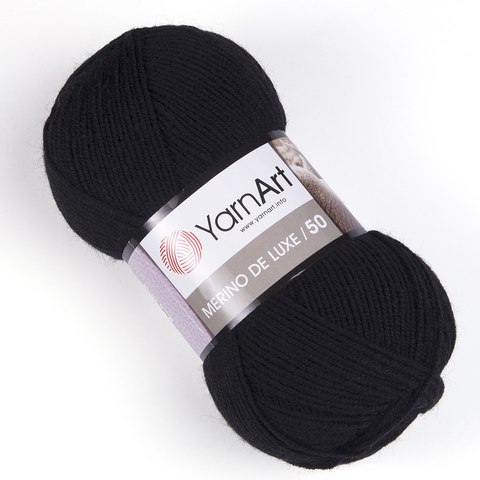 Yarn Art Merino De Luxe цвет 585 черный Yarn Art 50% шерсть мериноса, 50% акрил, длина в мотке 280 м.