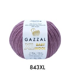 Пряжа Gazzal Baby Wool XL цвет 843 Gazzal 40% меринос, 20% кашемир, 40% акрил. Моток 50 гр. 100 м.