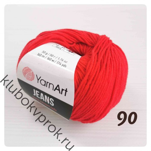 Yarn Art Jeans цвет 90 красный Yarn Art 55% хлопок, 45% акрил, длина в мотке 160 м.
