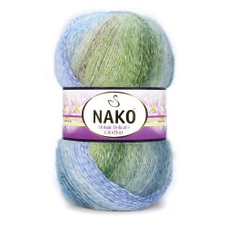 Nako Mohair Delicate Color Flow цвет 7248 Nako 5% мохер, 10% шерсть, 85% премиум акрил, длина в мотке 500 м.