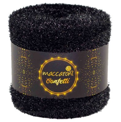 Maccaroni Confetti 02 черный Maccaroni 100 % металлик, длина в мотке 160 м. 200 гр.