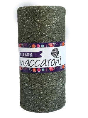 Maccaroni Ribbon Lurex 15 хаки Maccaroni 100% полипропилен (с люрексом), длина в мотке 140 м. 250 гр.
