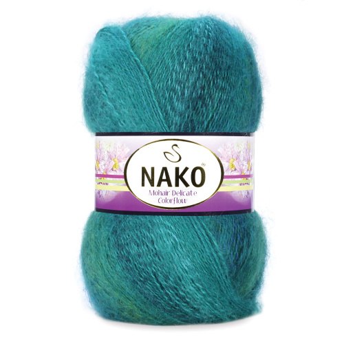 Nako Mohair Delicate Color Flow цвет 7936 Nako 5% мохер, 10% шерсть, 85% премиум акрил, длина в мотке 500 м.