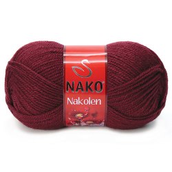 Nako Nakolen цвет 999 бордовый Nako 49% шерсть, 51% премиум акрил, длина в мотке 210 м.