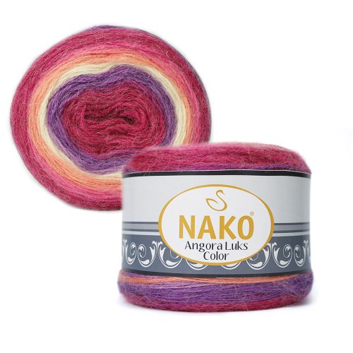 Nako Angora Luks Color цвет 81917 Nako 5% мохер, 15 % шерсть, 80% премиум акрил, длина в мотке 810 м.