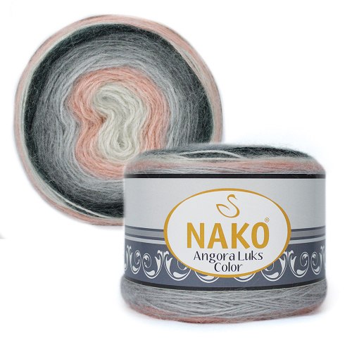 Nako Angora Luks Color цвет 81916 Nako 5% мохер, 15 % шерсть, 80% премиум акрил, длина в мотке 810 м.