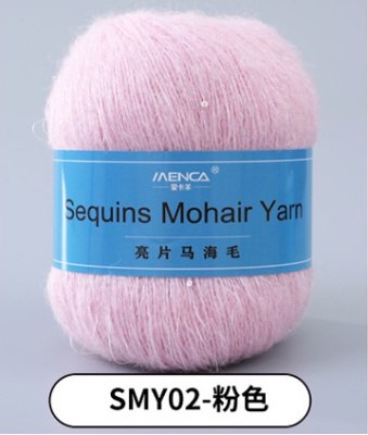 Menca Sequin Mohair цвет 02 Menca 28% мохер, 39% акрил, 30% шерсть, 5% пайетки, длина в мотке 400 м.