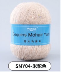 Menca Sequin Mohair цвет 04 Menca 28% мохер, 39% акрил, 30% шерсть, 5% пайетки, длина в мотке 400 м.
