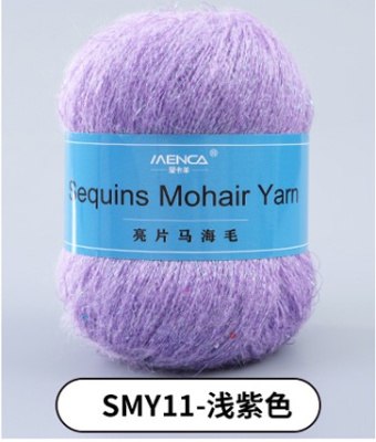 Menca Sequin Mohair цвет 11 Menca 28% мохер, 39% акрил, 30% шерсть, 5% пайетки, длина в мотке 400 м.