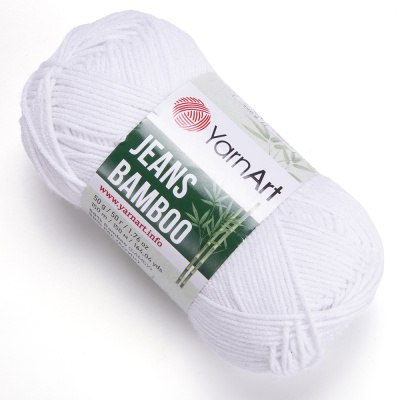 Yarn Art Jeans Bamboo цвет 101 белый Yarn Art 55% хлопок, 45% акрил, длина в мотке 160 м.