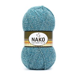 Nako Superlambs Special цвет 21427 голубой меланж Nako 49% шерсть, 51% акрил, длина в мотке 200 м.