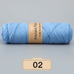Menca Alpaca Wool Yarn цвет 02 голубой Menca 30% шерсть альпаки, 45% овечья шерсть, 25% акрил,длина в мотке 125 м.