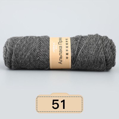 Menca Alpaca Wool Yarn цвет 51 серый Menca 30% шерсть альпаки, 45% овечья шерсть, 25% акрил,длина в мотке 125 м.