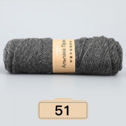 Menca Alpaca Wool Yarn цвет 51 серый Menca 30% шерсть альпаки, 45% овечья шерсть, 25% акрил,длина в мотке 125 м.