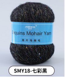 Menca Sequin Mohair цвет 18 Menca 28% мохер, 39% акрил, 30% шерсть, 5% пайетки, длина в мотке 400 м.