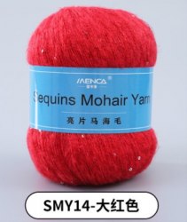 Menca Sequin Mohair цвет 14 Menca 28% мохер, 39% акрил, 30% шерсть, 5% пайетки, длина в мотке 400 м.