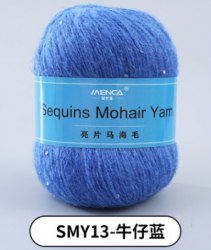 Menca Sequin Mohair цвет 13 Menca 28% мохер, 39% акрил, 30% шерсть, 5% пайетки, длина в мотке 400 м.