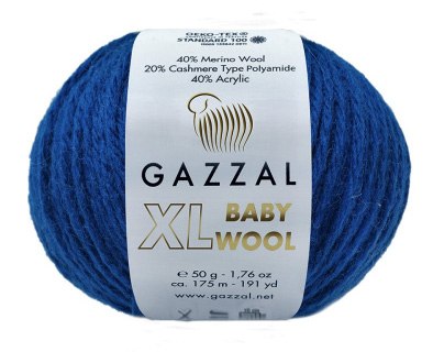 Пряжа Gazzal Baby Wool XL цвет 802 синий Gazzal 40% меринос, 20% кашемир, 40% акрил. Моток 50 гр. 100 м.