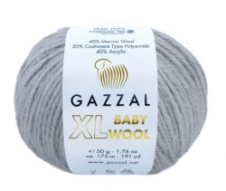 Пряжа Gazzal Baby Wool XL цвет 817 светло серый Gazzal 40% меринос, 20% кашемир, 40% акрил. Моток 50 гр. 100 м.