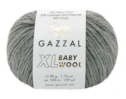 Пряжа Gazzal Baby Wool XL цвет 818 серый Gazzal 40% меринос, 20% кашемир, 40% акрил. Моток 50 гр. 100 м.