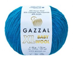 Пряжа Gazzal Baby Wool XL цвет 822 ярко синий Gazzal 40% меринос, 20% кашемир, 40% акрил. Моток 50 гр. 100 м.