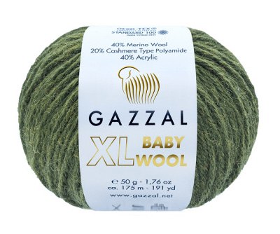 Пряжа Gazzal Baby Wool XL цвет 840 горох Gazzal 40% меринос, 20% кашемир, 40% акрил. Моток 50 гр. 100 м.
