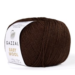 Пряжа Gazzal Baby Wool цвет 807 темно коричневый Gazzal 40% меринос, 20% кашемир, 40% акрил. Моток 50 гр. 175 м.