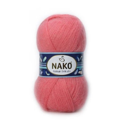 Nako Mohair Delicate цвет 338 коралл Nako 5% мохер, 10% шерсть, 85% акрил. Моток 100 гр. 500 м.