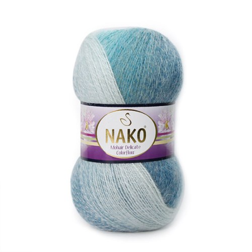 Nako Mohair Delicate Color Flow цвет 28080 Nako 5% мохер, 10% шерсть, 85% премиум акрил, длина в мотке 500 м.