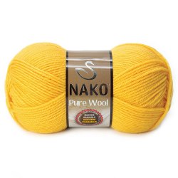 Nako Pure Wool цвет 11206 желтый Nako 100% шерсть, моток 100 гр, длина в мотке 200 м.