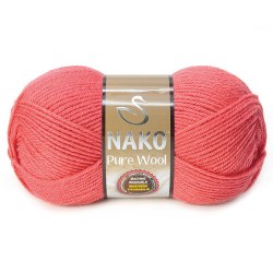 Nako Pure Wool цвет 11208 коралл Nako 100% шерсть, моток 100 гр, длина в мотке 200 м.