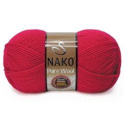 Nako Pure Wool цвет 6814 красный Nako 100% шерсть, моток 100 гр, длина в мотке 200 м.