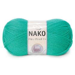 Nako Pure Wool 3,5 цвет 1130 зеленый Nako 100% шерсть, моток 100 гр, длина в мотке 350 м.