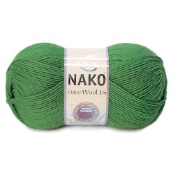Nako Pure Wool 3,5 цвет 5300 зеленый Nako 100% шерсть, моток 100 гр, длина в мотке 350 м.