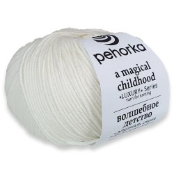 Волшебное детство цвет 01 белый ООО Пехорский текстиль 100% мериносовая шерсть, моток 50 гр. длина в мотке 220 м.