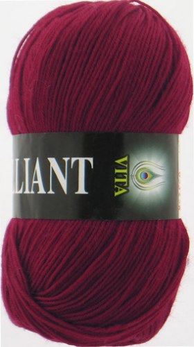 Vita Brilliant цвет 4957 бордо. ОСТАТОК 2 мотка!!! Yarn Art 45% шерсть ластер, 55% акрил, длина в мотке 380 м.