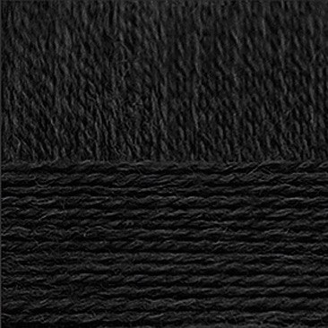 Деревенская, цвет 02 черный ООО Пехорский текстиль 100% полугрубая шерсть, длина в мотке 250 м.