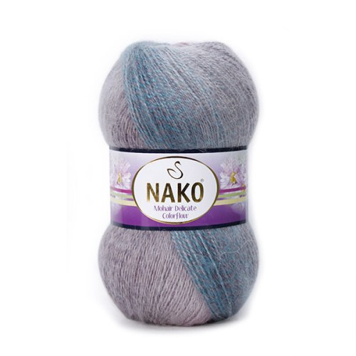 Nako Mohair Delicate Color Flow цвет 28088 Nako 5% мохер, 10% шерсть, 85% премиум акрил, длина в мотке 500 м.