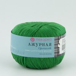 Пехорка Ажурная, цвет 480 яркая зелень ООО Пехорский текстиль 100 % мерсеризованный хлопок, длина в мотке 280 м.