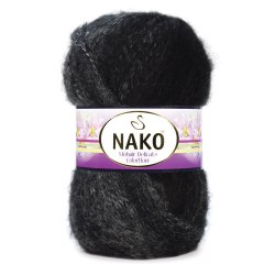 Nako Mohair Delicate Color Flow цвет 75054 черный меланж. ОСТАТОК 1 моток!!! Nako 5% мохер, 10% шерсть, 85% премиум акрил, длина в мотке 500 м.