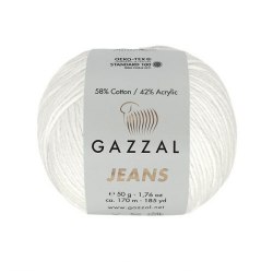 Gazzal Jeans, цвет 1101 молочный Gazzal 58% хлопок, 42% акрил, длина в мотке 170 м.