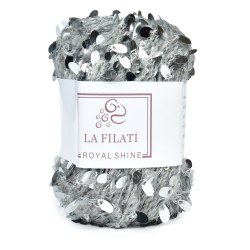 La Filati Royal Shine цвет 002 Nako 50.7% пайетки, 5,5% хлопок, 27,4% полиэстер, 12% акрил, 0,9% шерсть, 2,7% нейлон, 0,8% спандексмоток 50 г., длина в мотке 70 м.