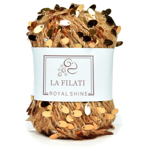 La Filati Royal Shine цвет 008 Nako 50.7% пайетки, 5,5% хлопок, 27,4% полиэстер, 12% акрил, 0,9% шерсть, 2,7% нейлон, 0,8% спандексмоток 50 г., длина в мотке 70 м.