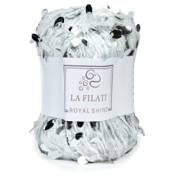 La Filati Royal Shine цвет 011 Nako 50.7% пайетки, 5,5% хлопок, 27,4% полиэстер, 12% акрил, 0,9% шерсть, 2,7% нейлон, 0,8% спандексмоток 50 г., длина в мотке 70 м.