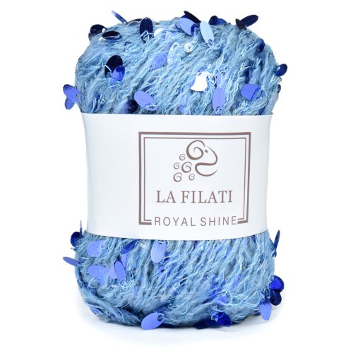 La Filati Royal Shine цвет 017 Nako 50.7% пайетки, 5,5% хлопок, 27,4% полиэстер, 12% акрил, 0,9% шерсть, 2,7% нейлон, 0,8% спандексмоток 50 г., длина в мотке 70 м.