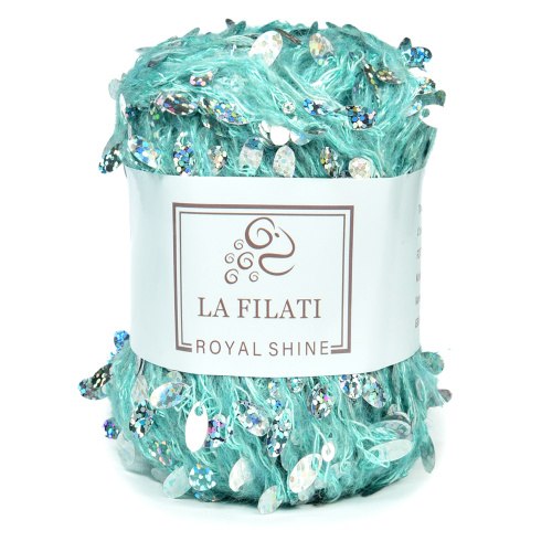 La Filati Royal Shine цвет 018 Nako 50.7% пайетки, 5,5% хлопок, 27,4% полиэстер, 12% акрил, 0,9% шерсть, 2,7% нейлон, 0,8% спандексмоток 50 г., длина в мотке 70 м.