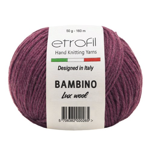 Etrofil Bambino Lux Wool, цвет 70316 ягодный Etrofil 60% шерсть мериноса, 40% акрил, моток 50 гр. длина в мотке 160 м.