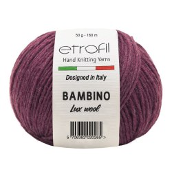 Etrofil Bambino Lux Wool, цвет 70316 ягодный Etrofil 60% шерсть мериноса, 40% акрил, моток 50 гр. длина в мотке 160 м.